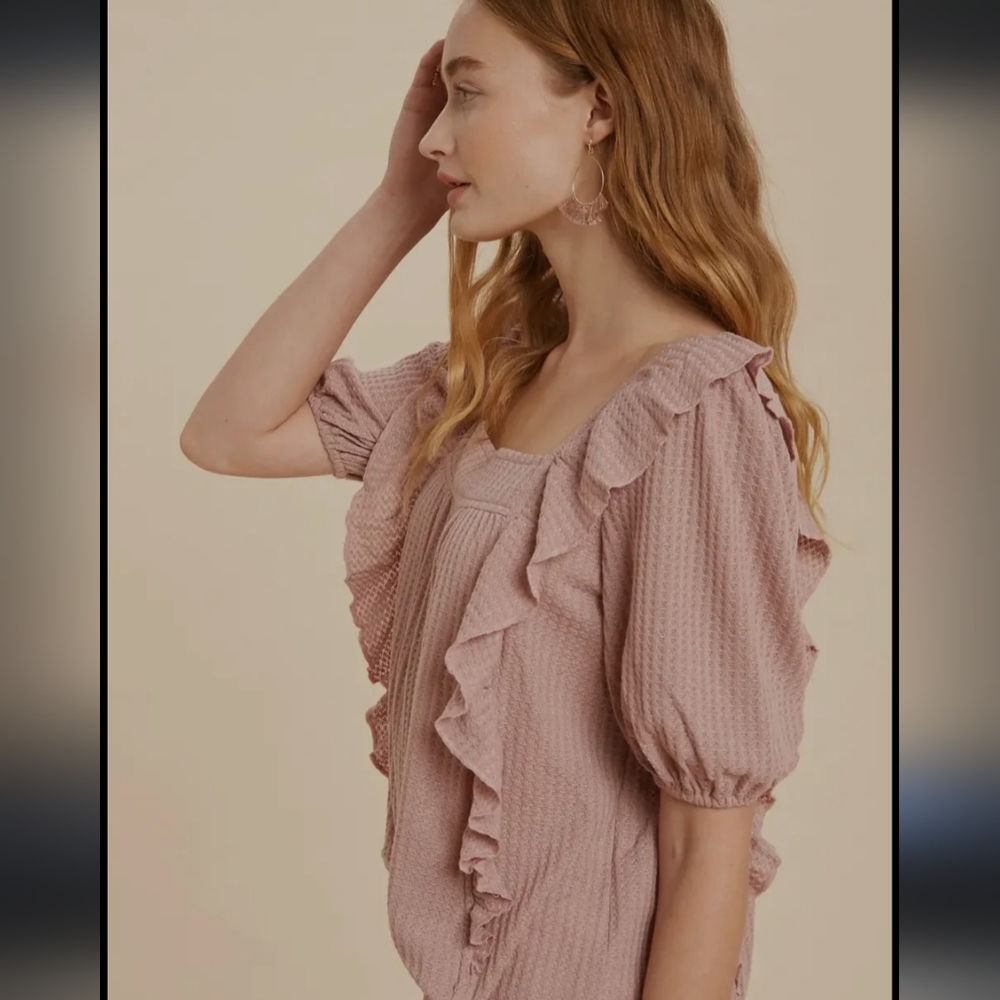 In loom Pink Ruffle Top - Picture 14 of 14